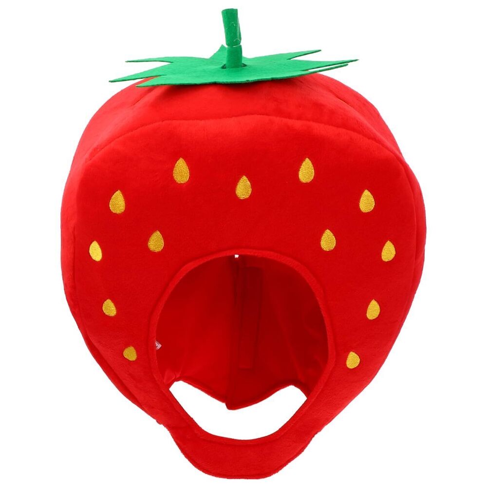6894 1pc Cartoon Strawberry Hat Plush Party Headwear Funny Strawberries